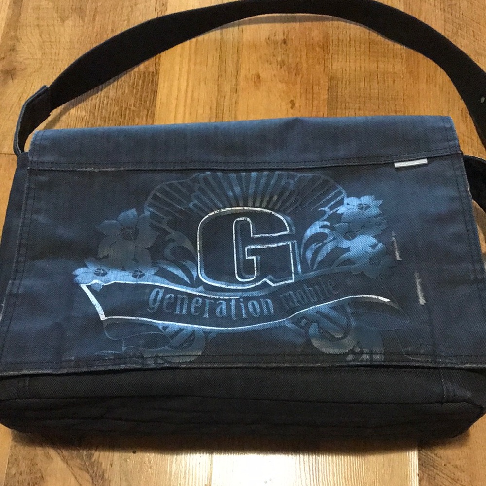 Laptop denim messenger bag